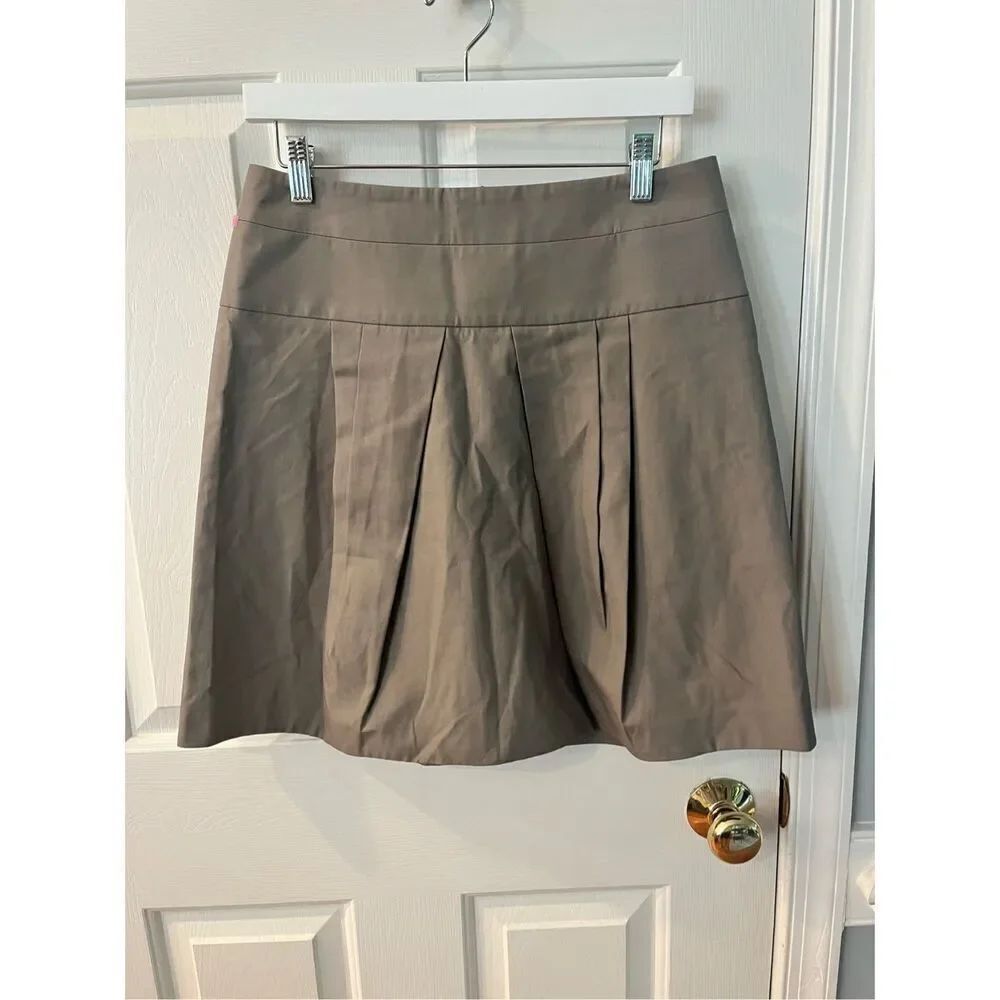 Gunex Italy Cucinelli Light Brown Front Pleat Skirt sz 6 EUC